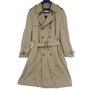 Vintage London Fog Tan Beige Double Breasted Trench Coat Men's Size 46 Long 3666